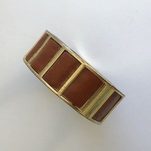 Cuff Bracelet in Gold and Faux Leather